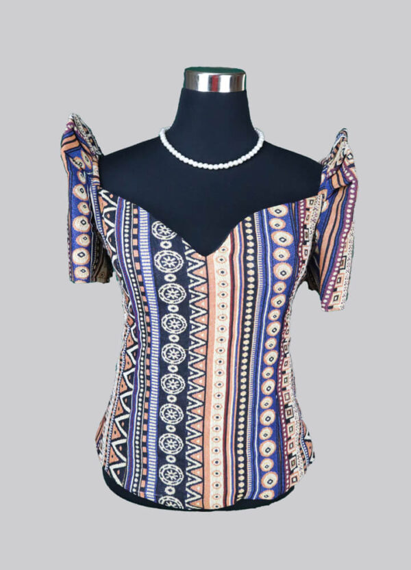 Ethnic Blouse - Camilla (Orange & Blue) - Image 2