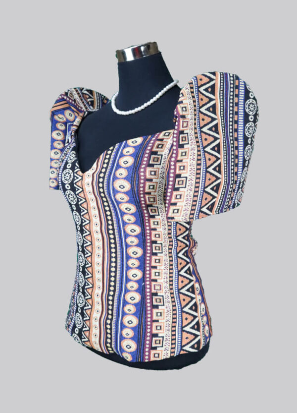 Ethnic Blouse - Camilla (Orange & Blue) - Image 3