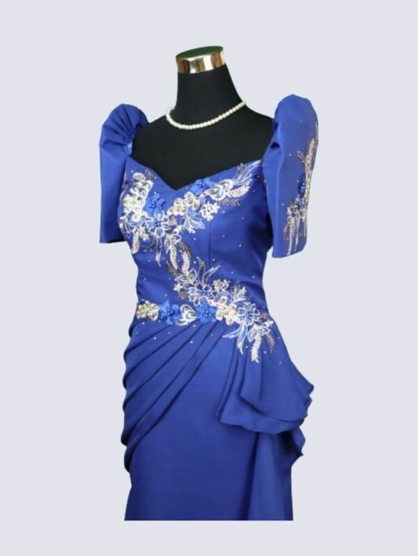 Filipiniana Mestiza Long Dress - Daisy-Chi (Royal Blue) ~ 2X - Image 6