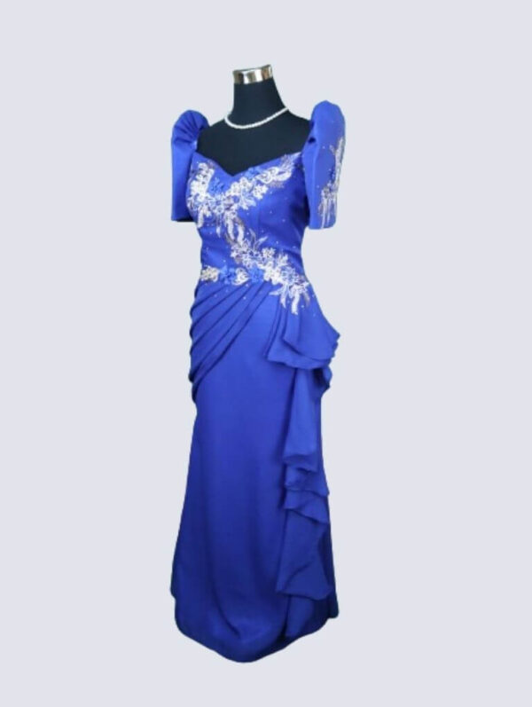 Filipiniana Mestiza Long Dress - Daisy-Chi (Royal Blue) ~ 2X - Image 5