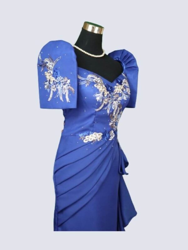 Filipiniana Mestiza Long Dress - Daisy-Chi (Royal Blue) ~ 2X - Image 4