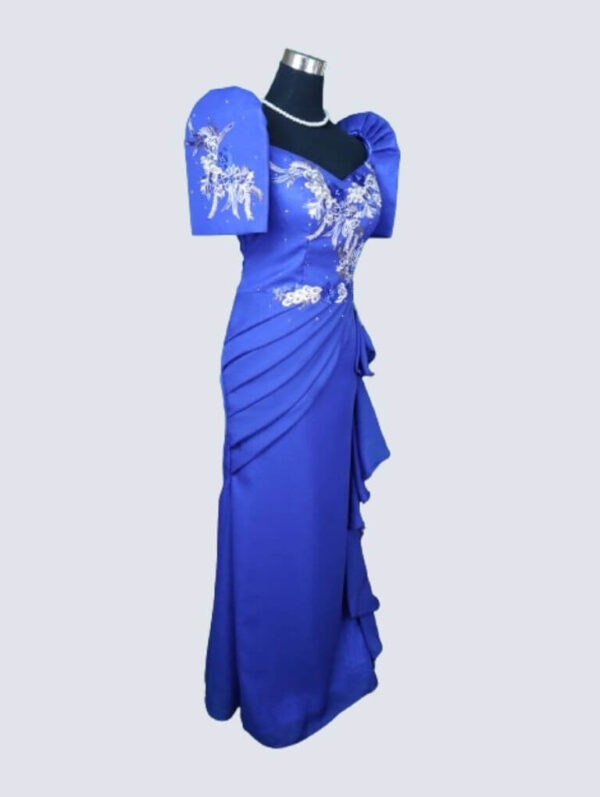 Filipiniana Mestiza Long Dress - Daisy-Chi (Royal Blue) ~ 2X - Image 3