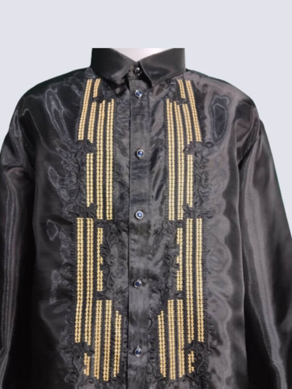 Barong Tagalog - Agila (P25) - Black - Gold Embroidery (4XL) - Image 8