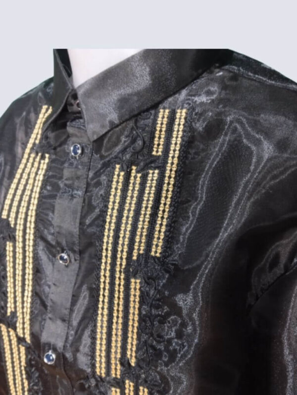 Barong Tagalog - Agila (P25) - Black - Gold Embroidery (4XL) - Image 7