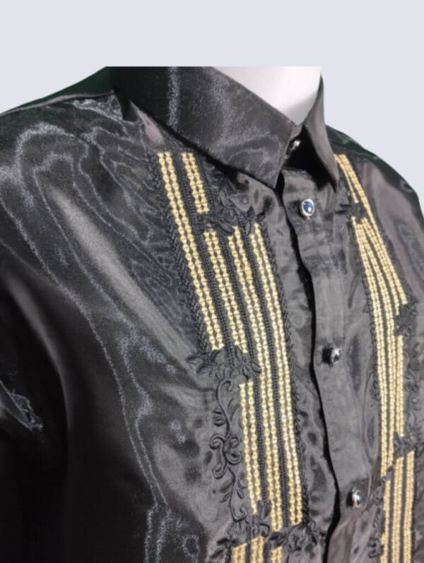Barong Tagalog - Agila (P25) - Black - Gold Embroidery (4XL) - Image 6
