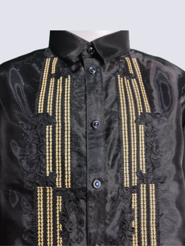 Barong Tagalog - Agila (P25) - Black - Gold Embroidery (4XL) - Image 5
