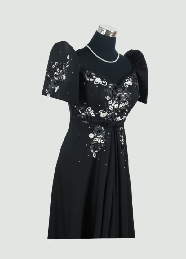 Filipiniana Mestiza Long Dress - Tulip (Black Neoprene) - Image 6