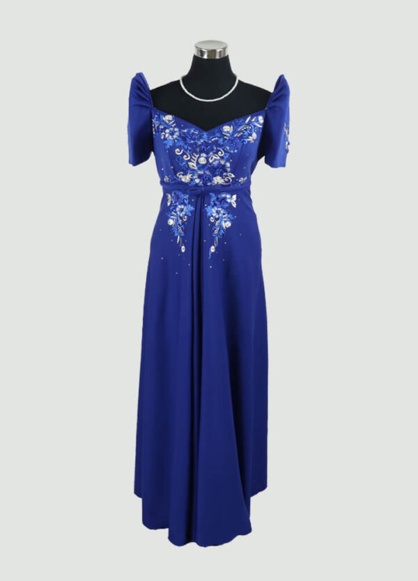 Filipiniana Mestiza Long Dress - Tulip (Royal Blue Neoprene) XL