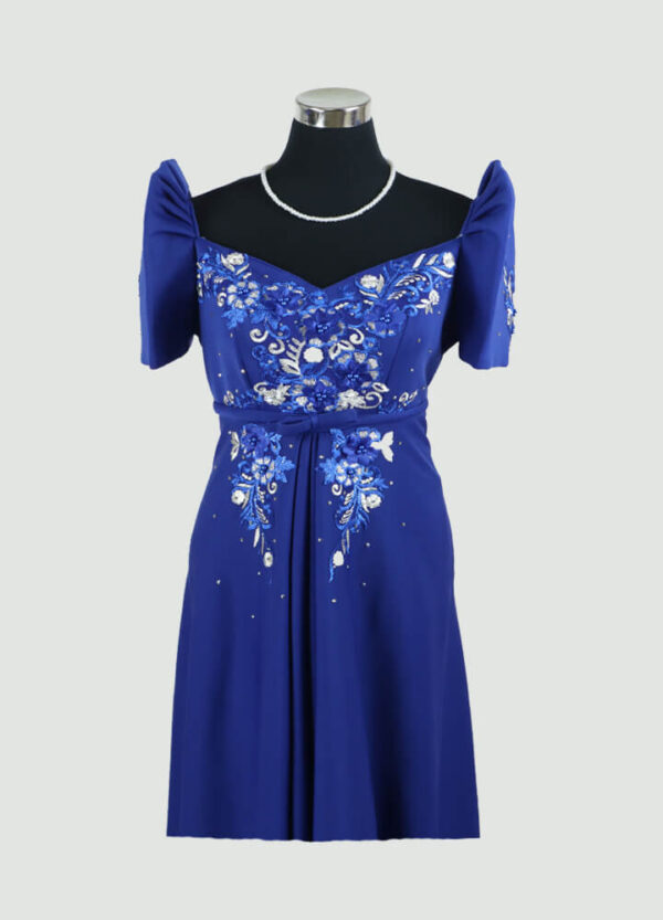 Filipiniana Mestiza Long Dress - Tulip (Royal Blue Neoprene) XL - Image 2