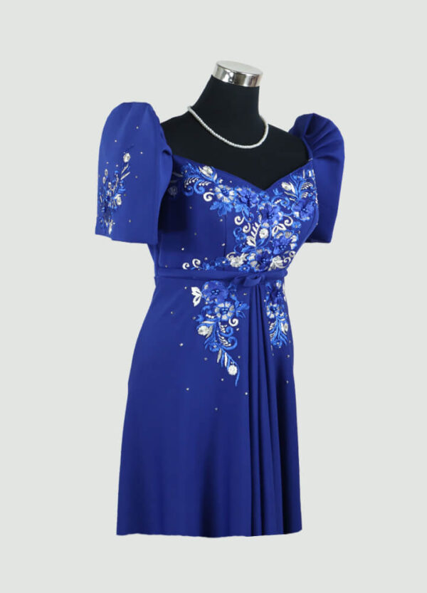 Filipiniana Mestiza Long Dress - Tulip (Royal Blue Neoprene) XL - Image 6