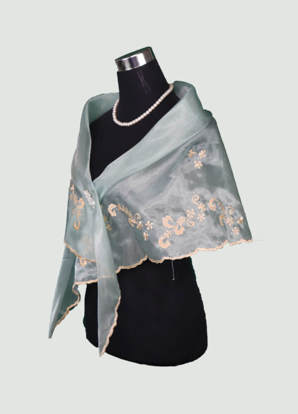 Alampay (Shawl with Brooch) - Sage Green - Image 2