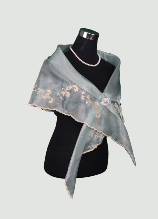 Alampay (Shawl with Brooch) - Sage Green - Image 3