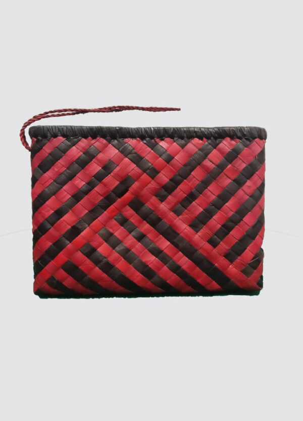 Abaca Pouch Bag (RedBlack) Large