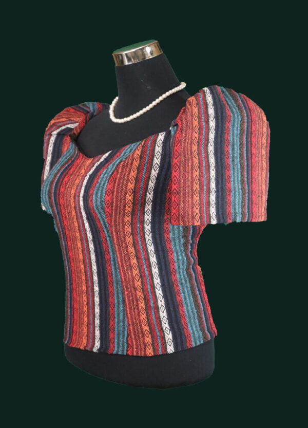 Ethnic Blouse - Red & Blue (3XL) - Image 3