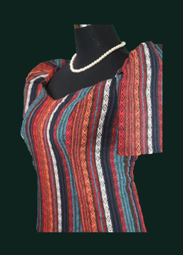Ethnic Blouse - Red & Blue (3XL) - Image 4