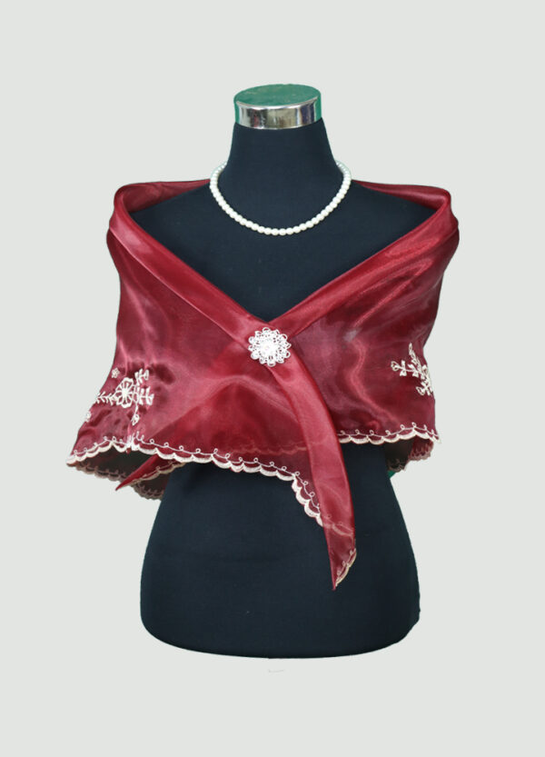 Alampay (Shawl with Brooch) Maroon - Image 2