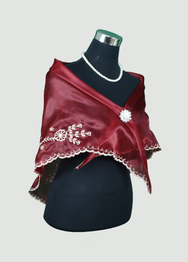 Alampay (Shawl with Brooch) Maroon - Image 4