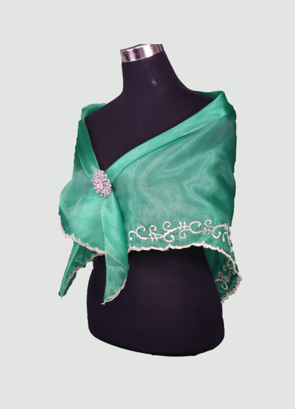 Alampay (Shawl with Brooch) Emerald Green - Image 3