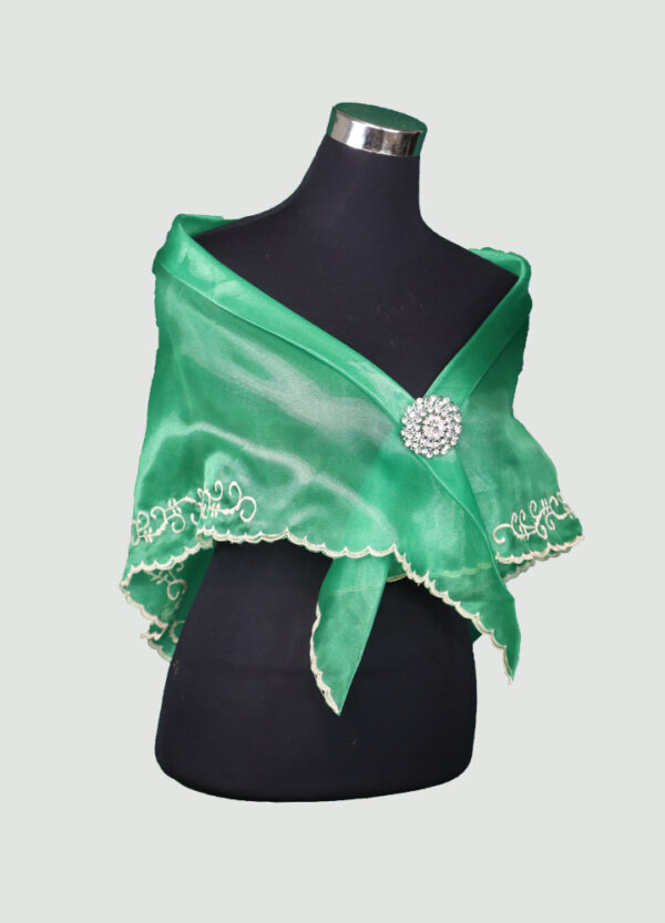 Alampay (Shawl with Brooch) Emerald Green - Image 4