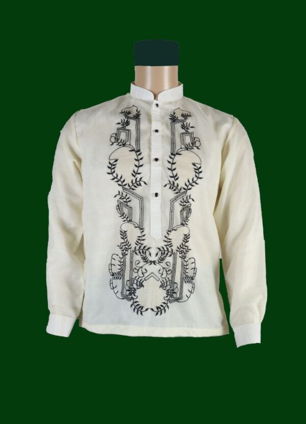 Barong Tagalog - Loro (P11) - Classic - Black & Cream (Small) - Image 2