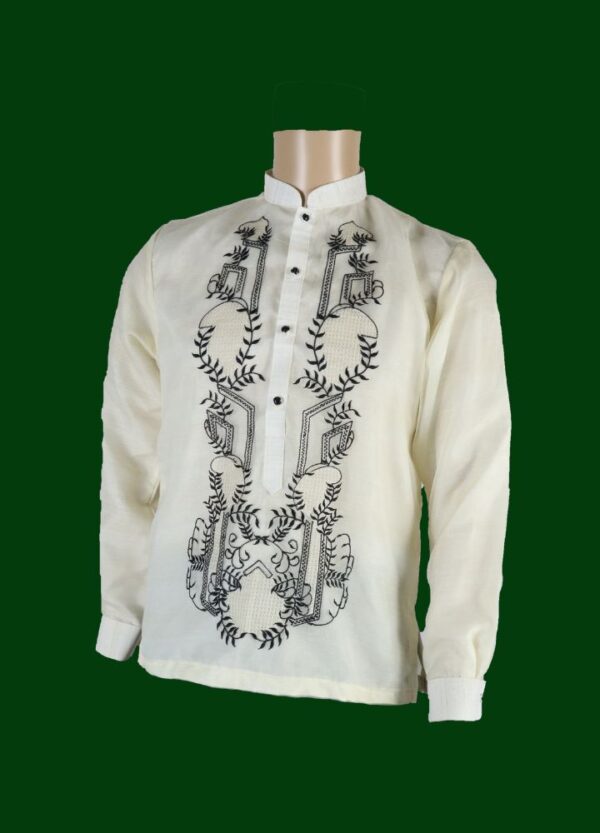 Barong Tagalog - Loro (P11) - Classic - Black & Cream (Small) - Image 3