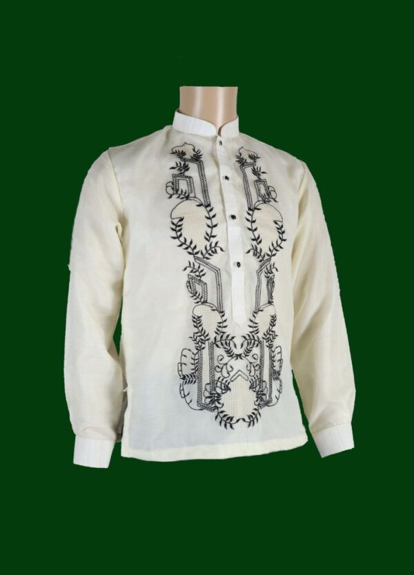 Barong Tagalog - Loro (P11) - Classic - Black & Cream (Small) - Image 4