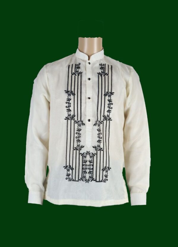 Barong Tagalog - Loro (P25) - Classic - Black & Cream (Small) - Image 2