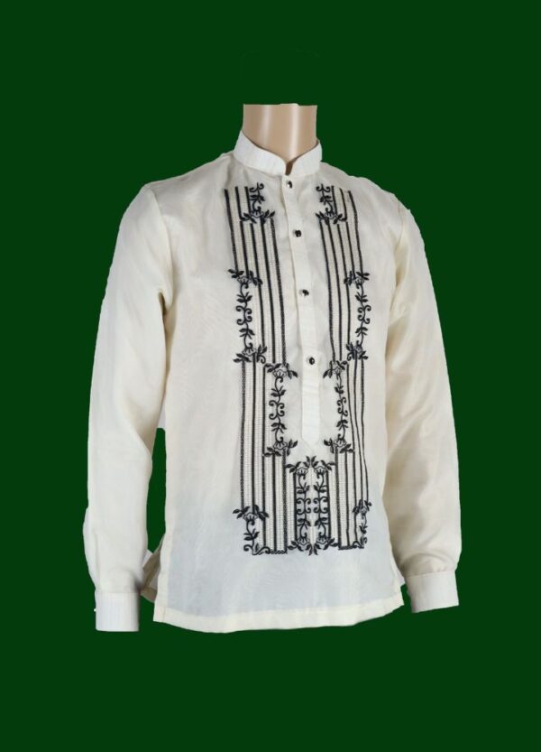 Barong Tagalog - Loro (P25) - Classic - Black & Cream (Small) - Image 4