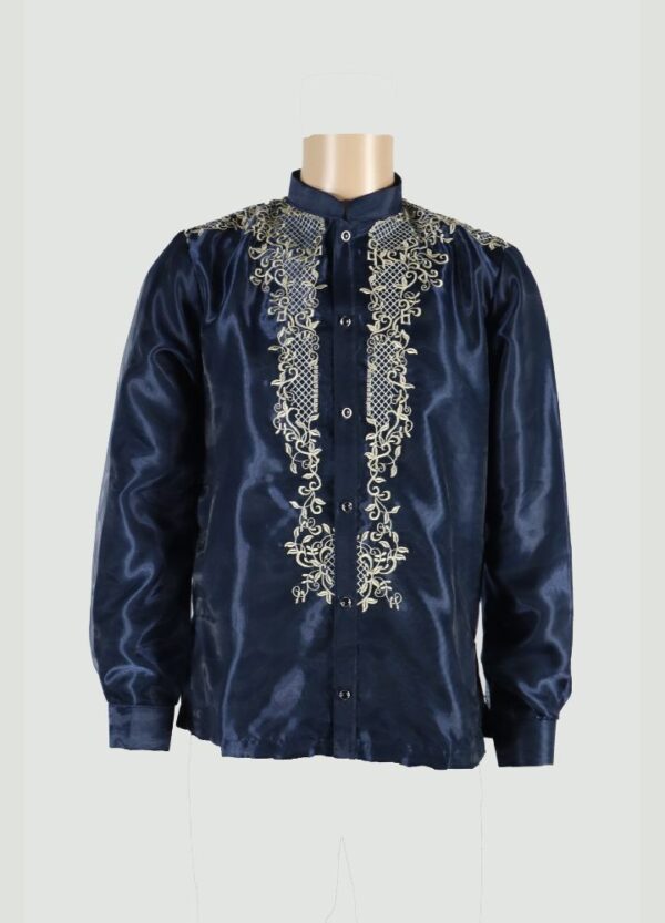 Barong Tagalog - Loro (P36) - Navy Blue (Medium) - Image 3