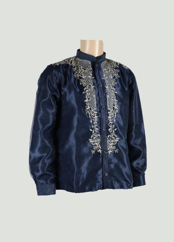 Barong Tagalog - Loro (P36) - Navy Blue (Medium) - Image 5
